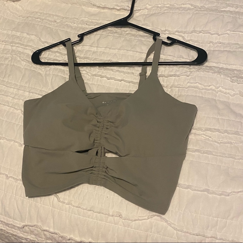 Athleta longline cinch sports bra medium DD green